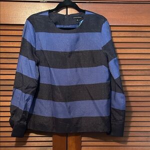 Banana Republic Navy and Black Striped Top